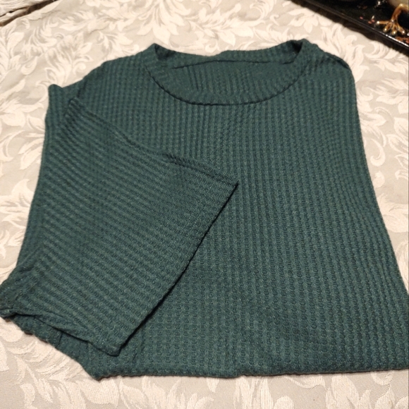 ◾🌿◾NWOT Men's Hunter Forest Pine Green Solid Waffle Weave Knit T-Shirt - 2XL - Picture 11 of 15